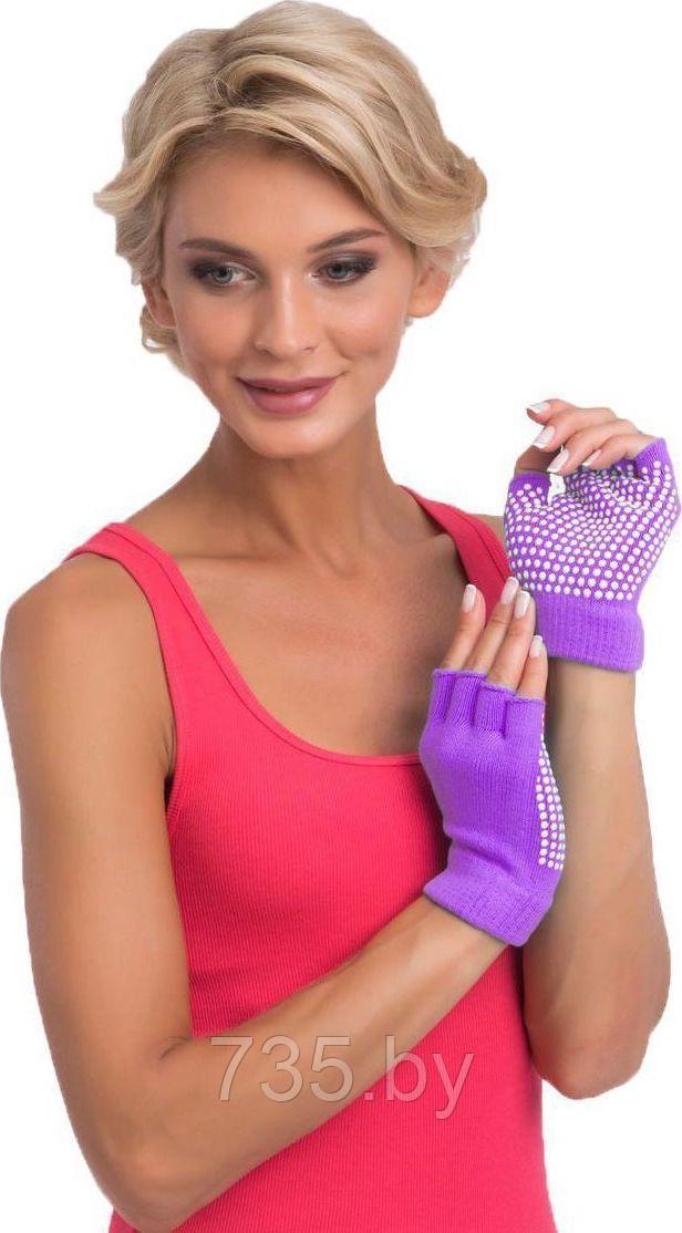 Перчатки противоскользящие для занятий йогой, фиолетовые - фото 5 - id-p194222185