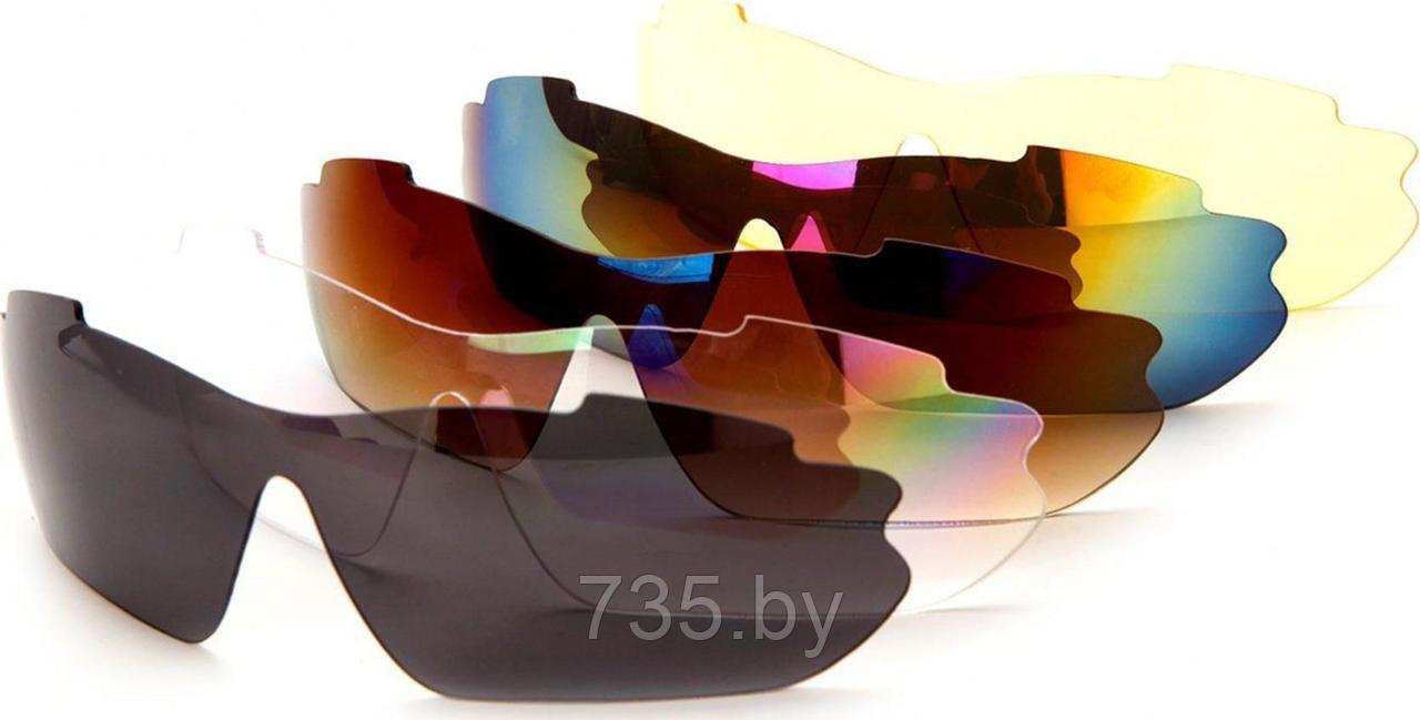 Очки спортивные солнцезащитные с 5 сменными линзами в чехле, черные - фото 4 - id-p194222044