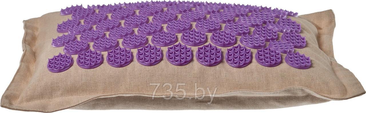 Подушка акупунктурная Нирвана бежевая, фиолетовые шипы, премиум-серия - фото 2 - id-p175812043