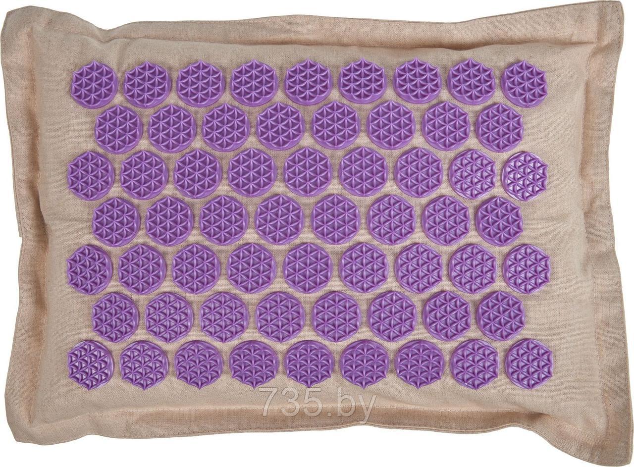 Подушка акупунктурная Нирвана бежевая, фиолетовые шипы, премиум-серия - фото 3 - id-p175812043
