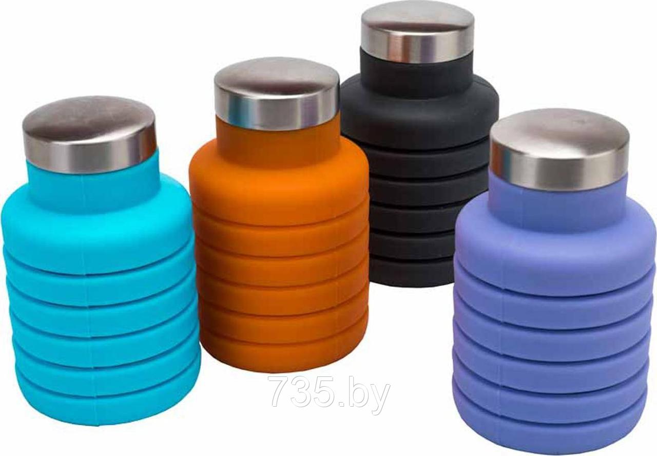 Бутылка для воды силиконовая складная с крышкой, 500 мл, фиолетовая - фото 4 - id-p175811525