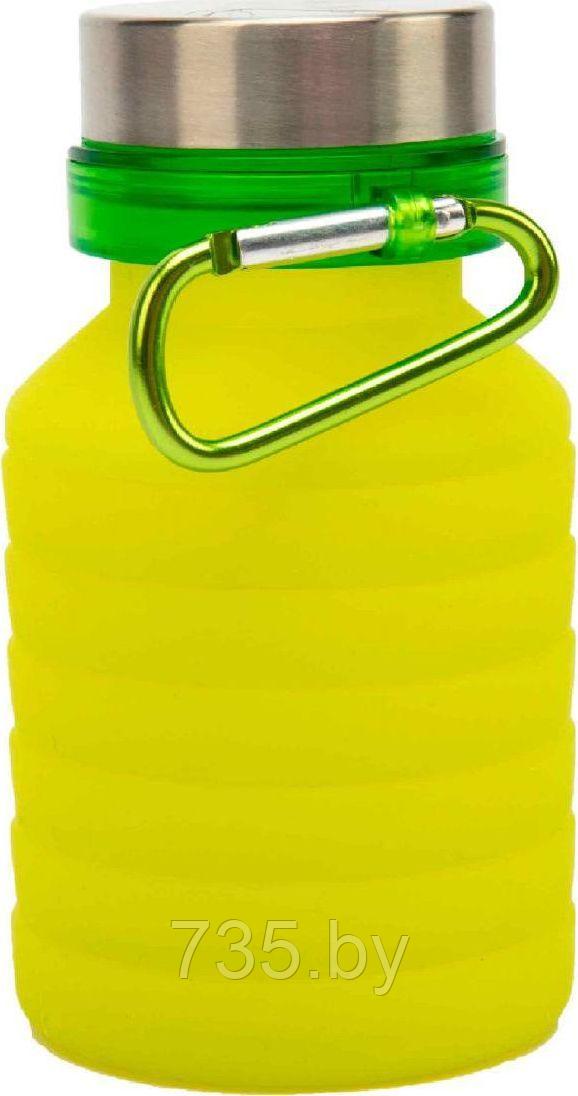 Бутылка для воды силиконовая складная с крышкой и карабином, 500 мл - фото 1 - id-p175811530