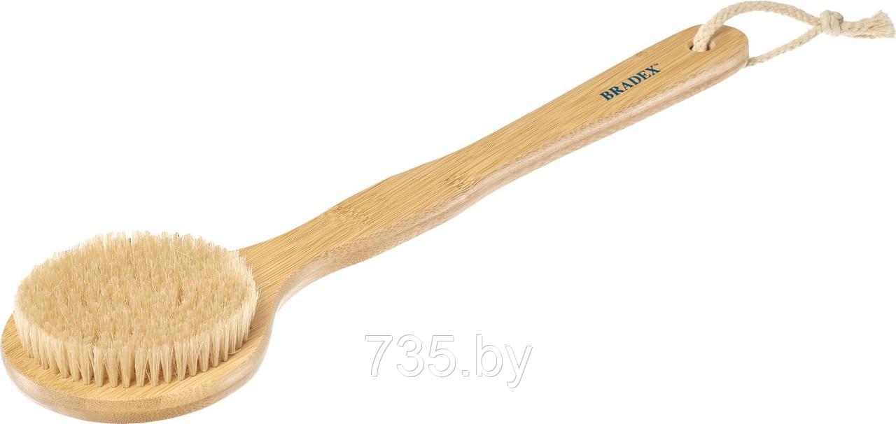 Щётка для сухого массажа из бамбука с щетиной кабана с ручкой 39 см - фото 1 - id-p175812167
