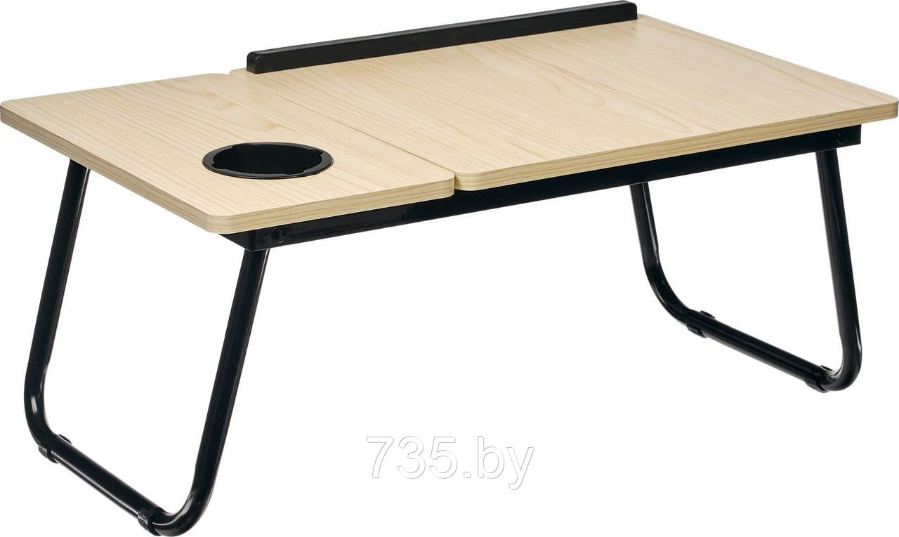 Стол складной с подъёмной крышкой и подстаканником «ВИТА», 55x32x25см, мдф, металл, св.дерево, черный - фото 8 - id-p194222426