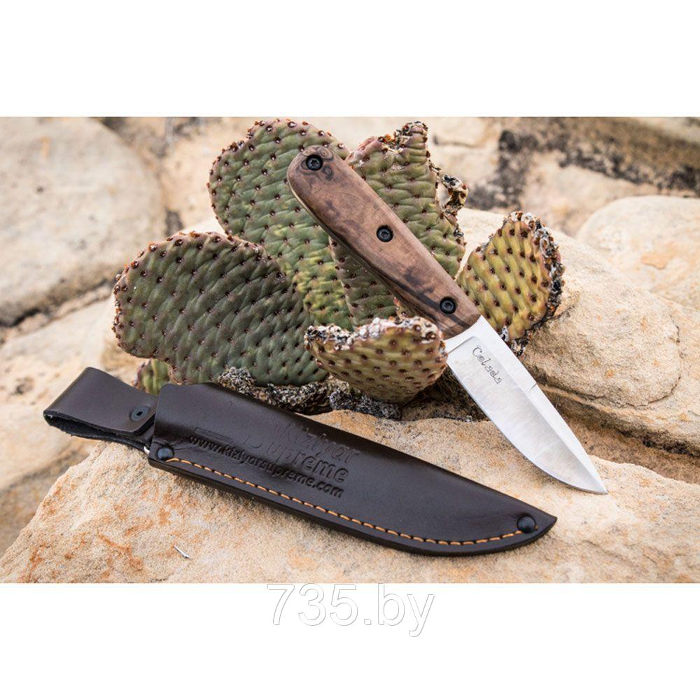 Нож Colada Bohler K340 SW (Stonewash,дерев.рукоять,кож.чехол) - фото 1 - id-p194223326