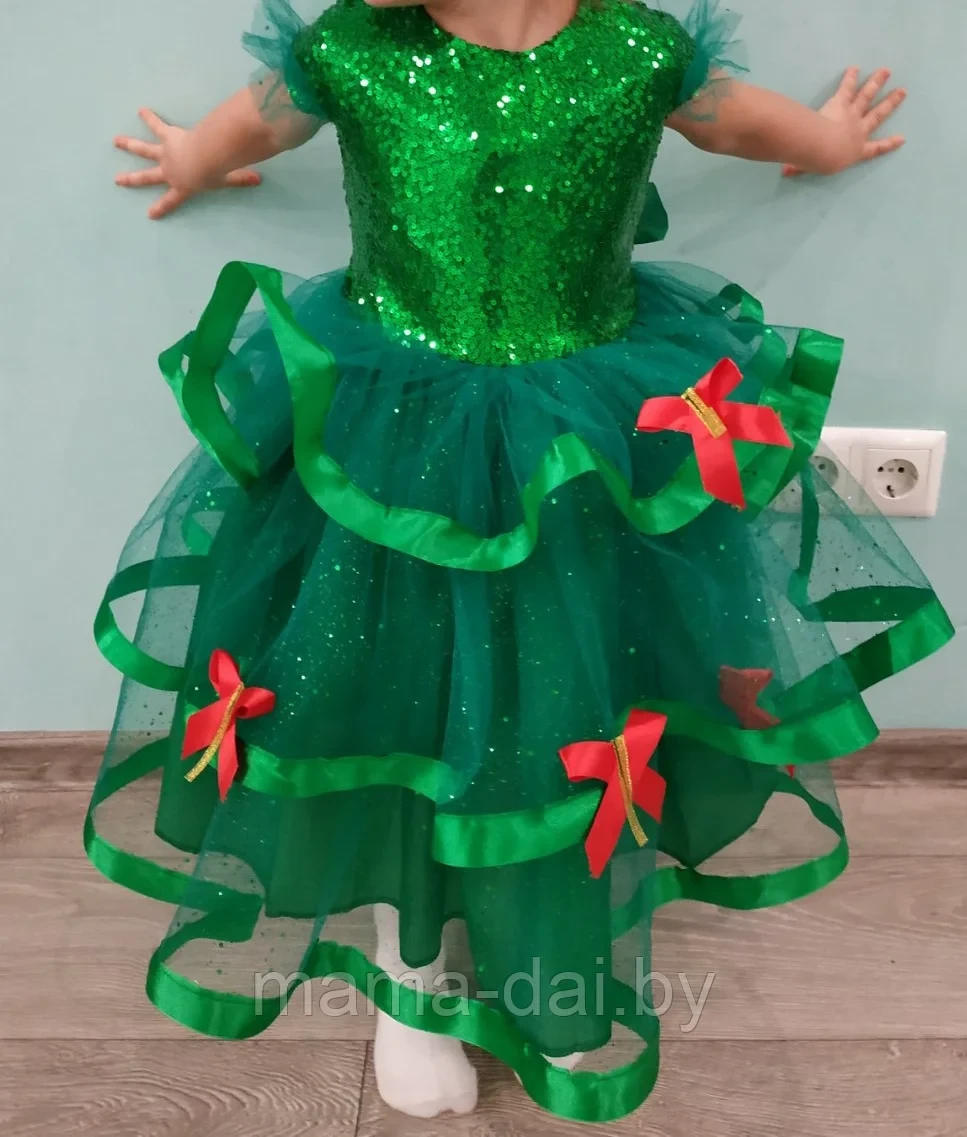 Детский карнавальный костюм Елочка 98-104 , новогодний маскарадный костюм елка для утренника девочке - фото 1 - id-p194223740