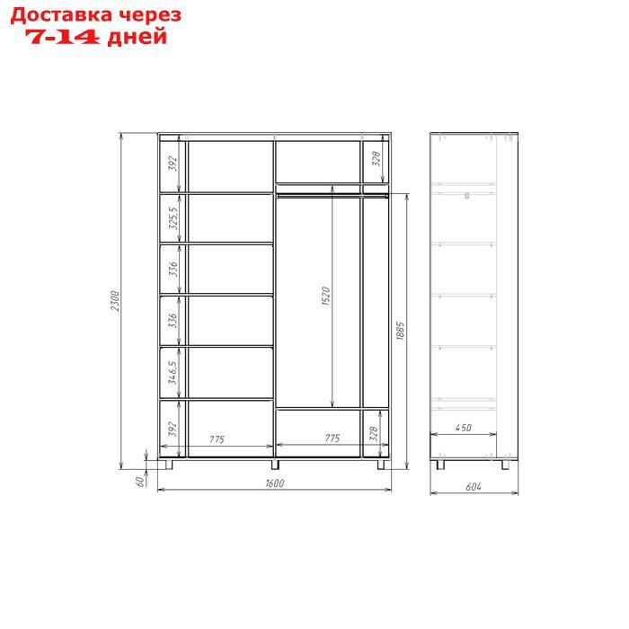 Шкаф-купе Яркий-22 1600х600х2300 Ясень Шимо Темный/Детский 2 - фото 2 - id-p194191261