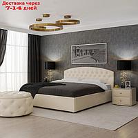 Кровать "Пальмира" без ПМ, 180 × 200 см, встроенное основание, экокожа, цвет бежевый