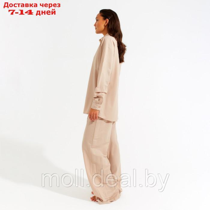 Костюм женский (сорочка, брюки) MINAKU: Home collection цвет бежевый, р-р 42 - фото 7 - id-p193966497