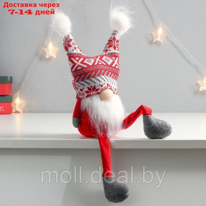 Кукла интерьерная "Дед Мороз в шапке с красными узорами, с бомбошками" 41х13х10 см - фото 2 - id-p193968147
