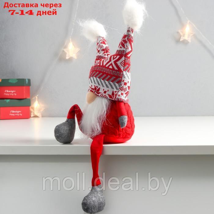 Кукла интерьерная "Дед Мороз в шапке с красными узорами, с бомбошками" 41х13х10 см - фото 3 - id-p193968147