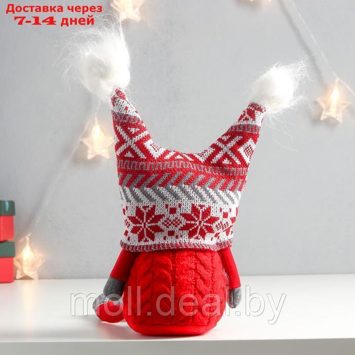 Кукла интерьерная "Дед Мороз в шапке с красными узорами, с бомбошками" 41х13х10 см - фото 4 - id-p193968147