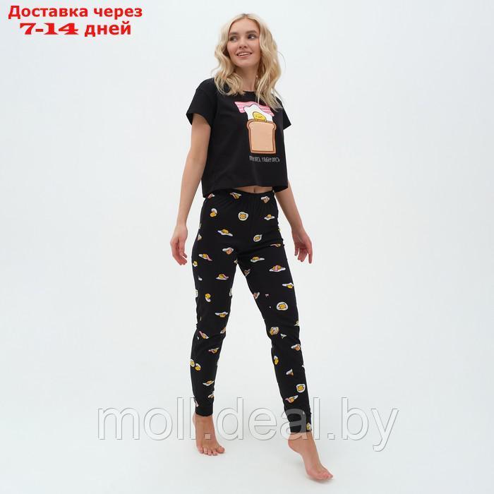 Пижама женская (футболка и брюки) KAFTAN Egg р. 40-42, черный - фото 7 - id-p193966565