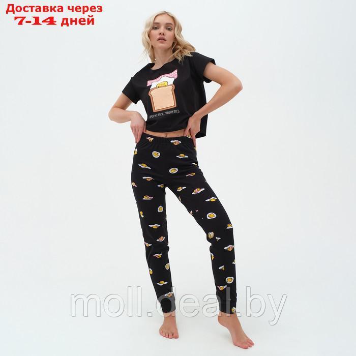 Пижама женская (футболка и брюки) KAFTAN Egg р. 40-42, черный - фото 8 - id-p193966565