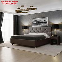 Кровать "Монблан" без ПМ, 180 х 200 см, встроенное основание, экокожа, цвет коричневый