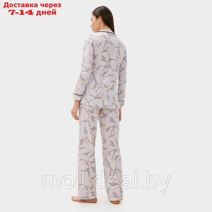 Пижама женская (рубашка и брюки) KAFTAN Birds размер 40-42, серый - фото 3 - id-p193966580