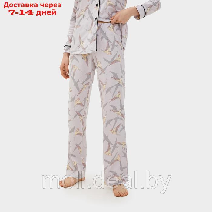 Пижама женская (рубашка и брюки) KAFTAN Birds размер 40-42, серый - фото 5 - id-p193966580