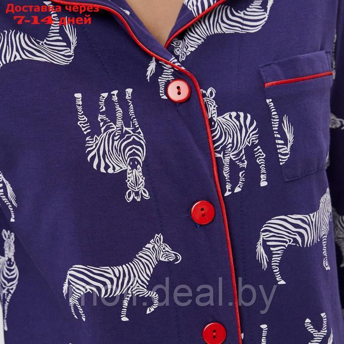 Пижама женская (рубашка и брюки) KAFTAN Zebra размер 40-42, цвет синий - фото 6 - id-p193966584