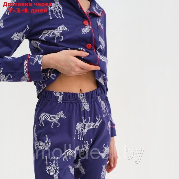 Пижама женская (рубашка и брюки) KAFTAN Zebra размер 40-42, цвет синий - фото 7 - id-p193966584