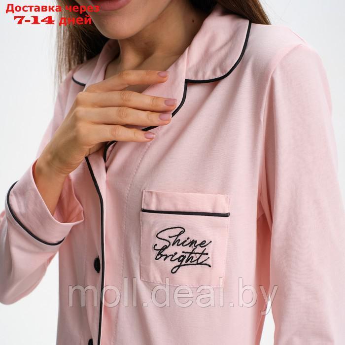 Пижама женская (рубашка и брюки) KAFTAN Shine р. 40-42, розовый - фото 6 - id-p193966585