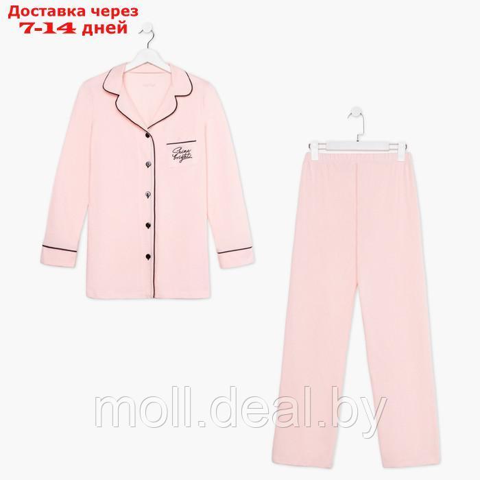Пижама женская (рубашка и брюки) KAFTAN Shine р. 40-42, розовый - фото 7 - id-p193966585