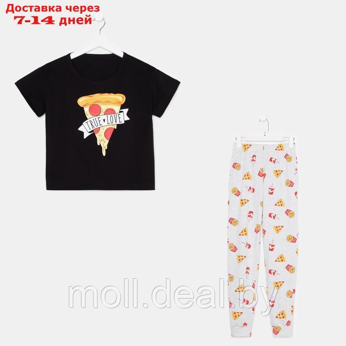 Пижама женская (футболка и брюки) KAFTAN Pizza р. 40-42, черный - фото 2 - id-p193966587