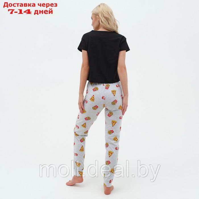 Пижама женская (футболка и брюки) KAFTAN Pizza р. 40-42, черный - фото 4 - id-p193966587
