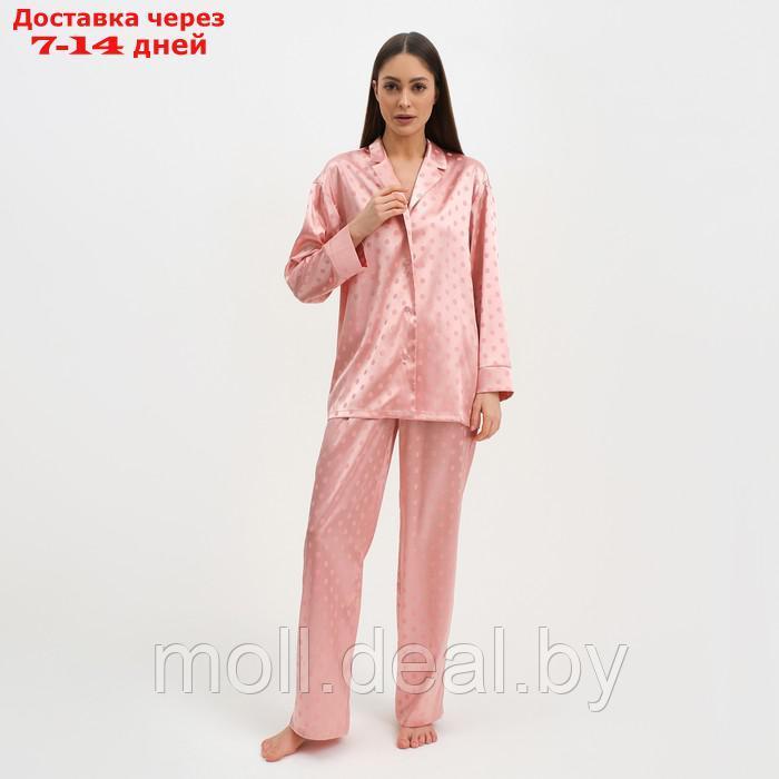 Пижама женская (рубашка и брюки) KAFTAN "Горох" цвет розовый, размер 48-50 - фото 1 - id-p193966599