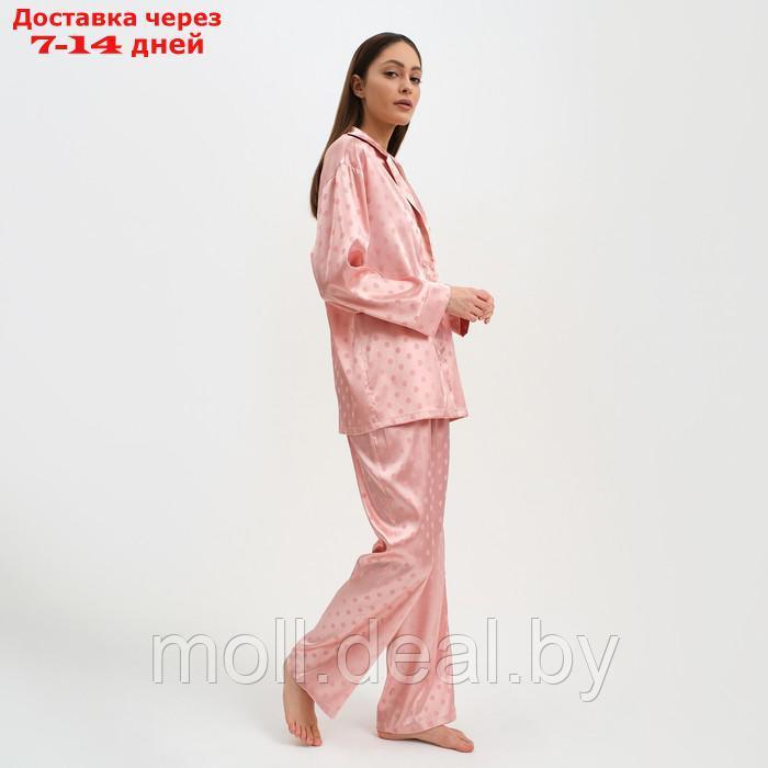 Пижама женская (рубашка и брюки) KAFTAN "Горох" цвет розовый, размер 48-50 - фото 2 - id-p193966599