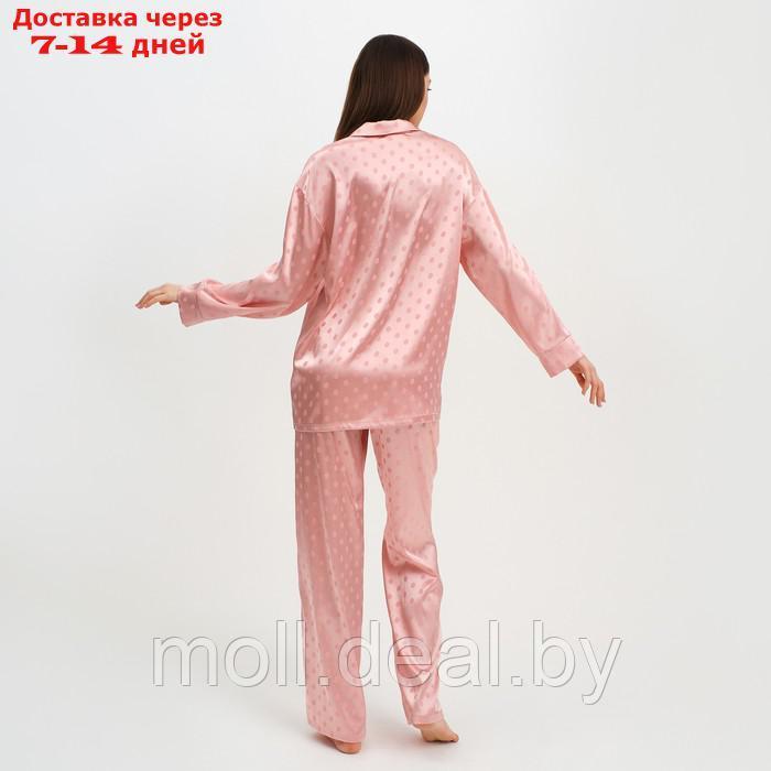 Пижама женская (рубашка и брюки) KAFTAN "Горох" цвет розовый, размер 48-50 - фото 3 - id-p193966599