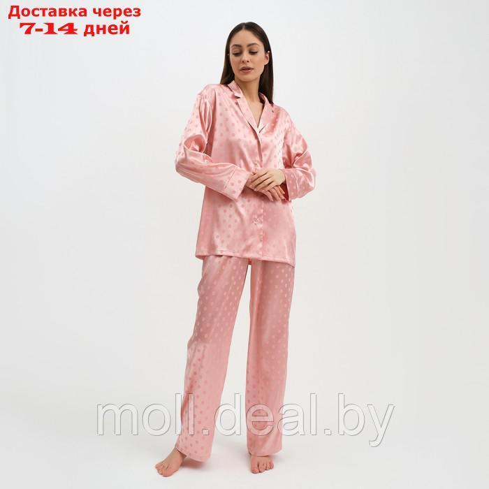 Пижама женская (рубашка и брюки) KAFTAN "Горох" цвет розовый, размер 48-50 - фото 4 - id-p193966599