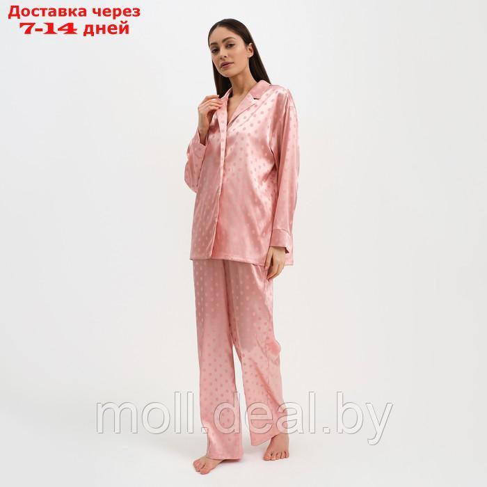 Пижама женская (рубашка и брюки) KAFTAN "Горох" цвет розовый, размер 48-50 - фото 5 - id-p193966599