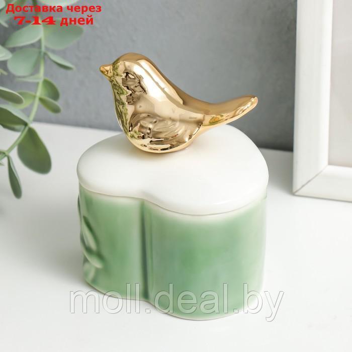 Шкатулка керамика сердце "Золотая птица. Лист" МИКС 9х6,8х7,5 см - фото 5 - id-p194193603