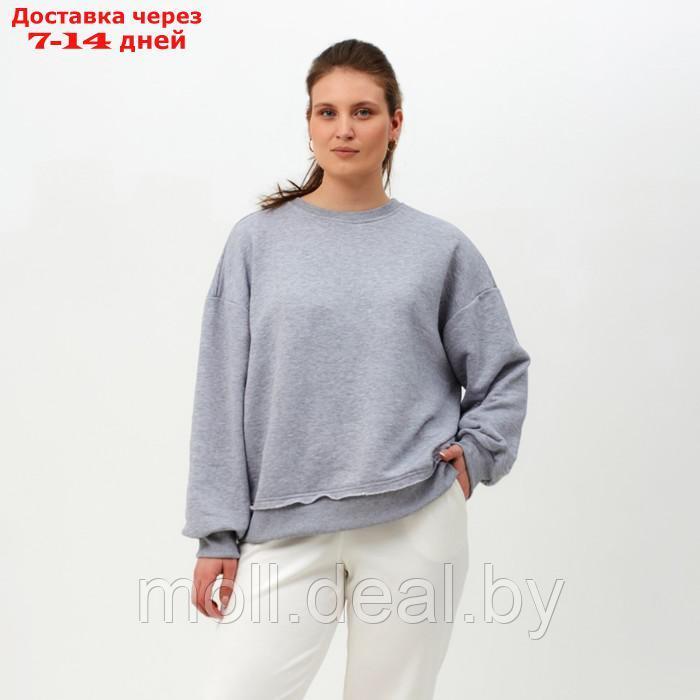 Свитшот женский MINAKU: Casual Collection цвет светло-серый меланж, размер 50-52 - фото 1 - id-p193966631
