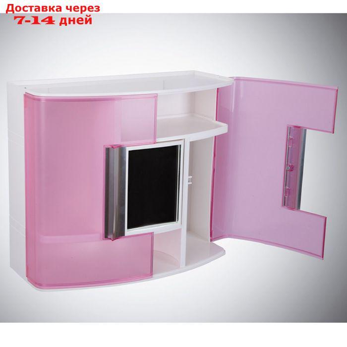 Настенный шкаф с дверцами и поворотным зеркальцем, цвет розовый - фото 1 - id-p193953862