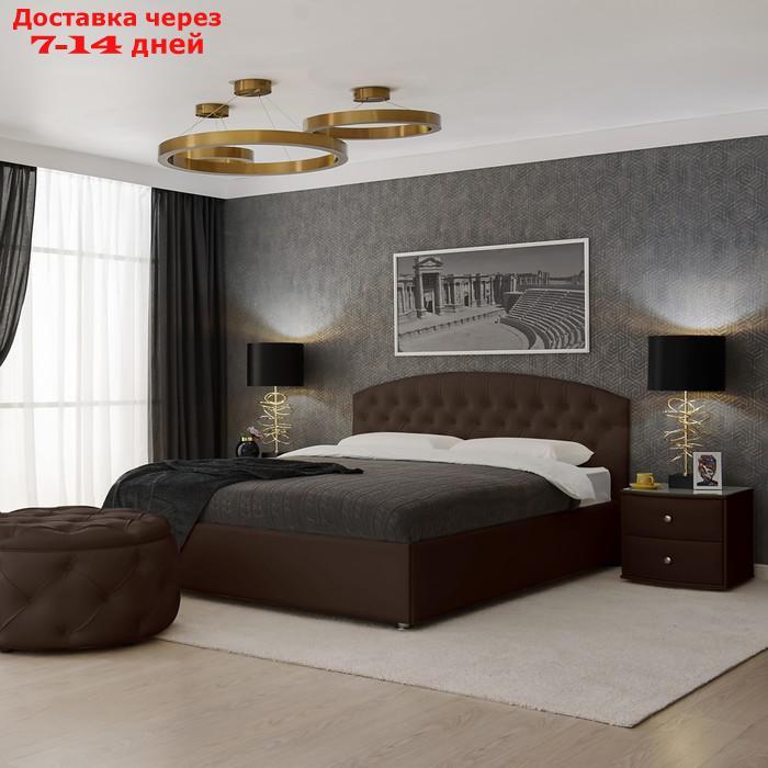 Кровать "Пальмира" с ПМ, 180 х 200 см, ортопедическое основание, экокожа, цвет коричневый - фото 1 - id-p193959273