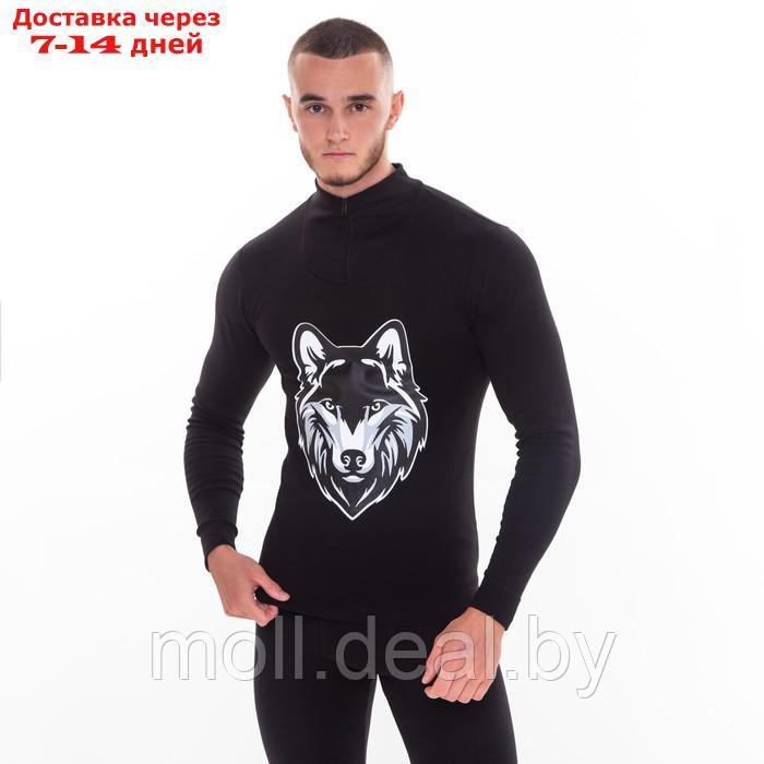 Термобельё мужское (джемпер, кальсоны) принт волк, цвет чёрный, размер 48 - фото 4 - id-p193968654