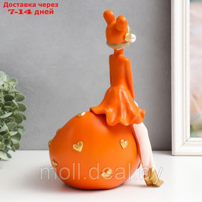 Сувенир полистоун подставка "Девушка ушки мишки, с пузырём" оранжевый 29х19х28 см - фото 2 - id-p193971797