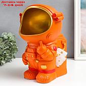 Сувенир полистоун салфетница+подставка "Космонавт" оранж 29х19х19 см