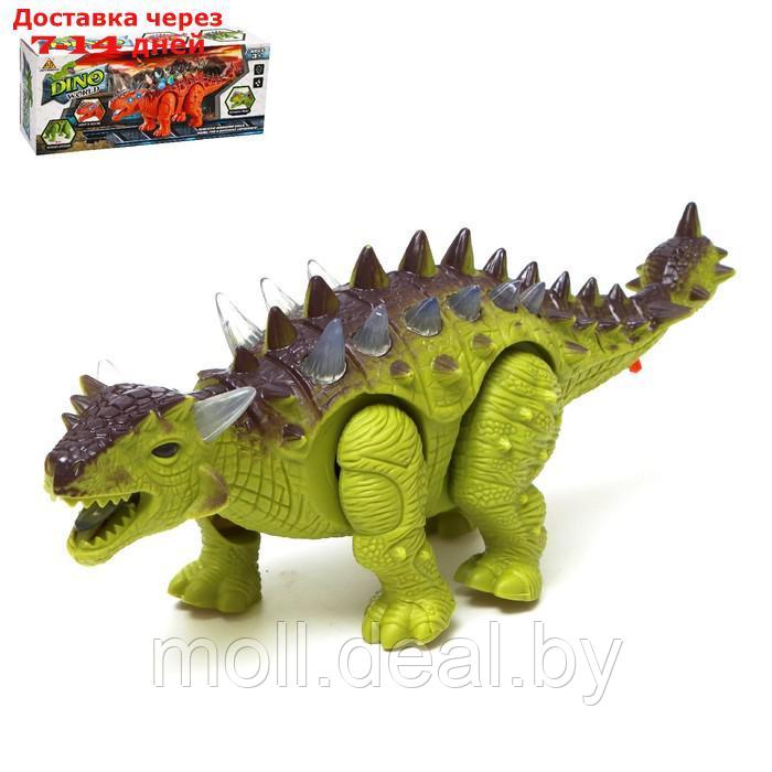 Динозавр "Анкилозавр" работает от батареек, световые и звуковые эффекты, цвет зелёный - фото 1 - id-p194195213