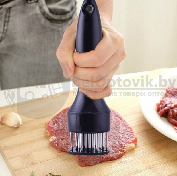 Тендерайзер /рыхлитель /стейкер / молоток для мяса / ручной размягчитель мяса, пластик, металл 20х5 см Белый - фото 9 - id-p194239494