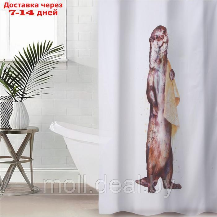 Штора для ванной комнаты Доляна "Чистюля", с люверсами, 180×180 см, полиэстер - фото 1 - id-p193962648