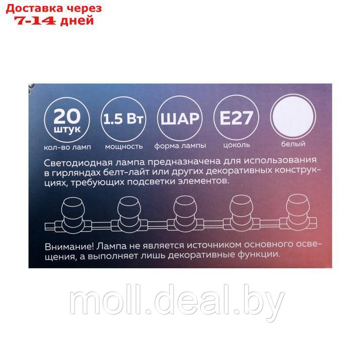 Лампа светодиодная Luazon Lighting, G45, Е27, 1.5 Вт, для белт-лайта, белая, наб 20 шт - фото 5 - id-p193961565