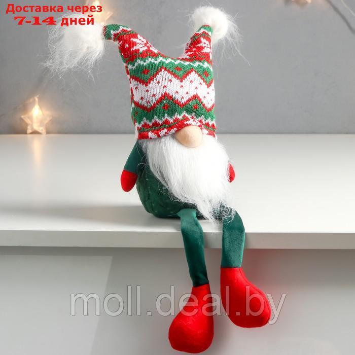 Кукла интерьерная "Дед Мороз в шапке с зелёными узорами, с бомбошками" 41х13х10 см - фото 2 - id-p193970368