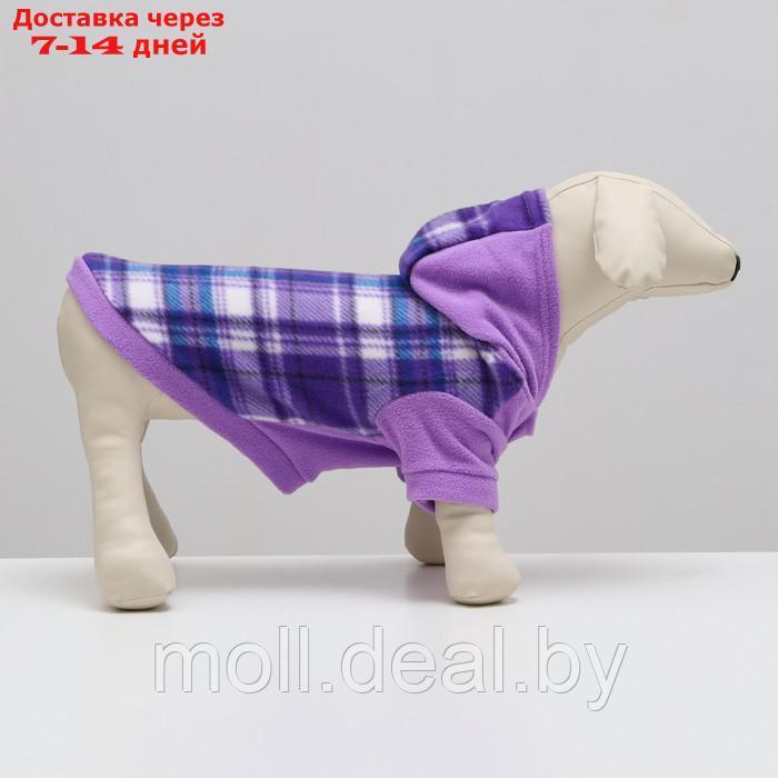 Толстовка с капюшоном для собак, размер XS, сиреневая клетка - фото 3 - id-p194194311