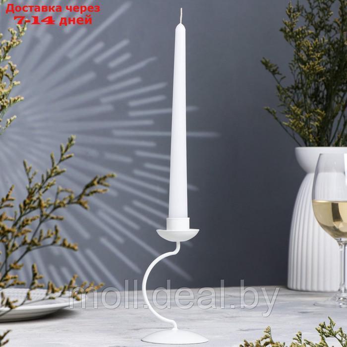 Подсвечник металл на 1 свечу "Моно", 14х7,3 см, белый - фото 1 - id-p194195290