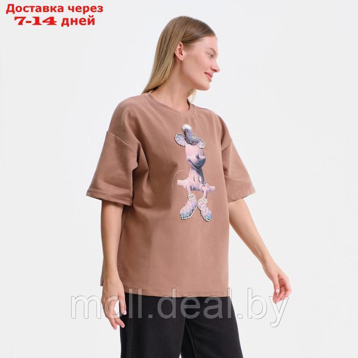 Футболка женская Mickey Mouse, цвет бежевый, р-р one size (46-52) - фото 4 - id-p193964035