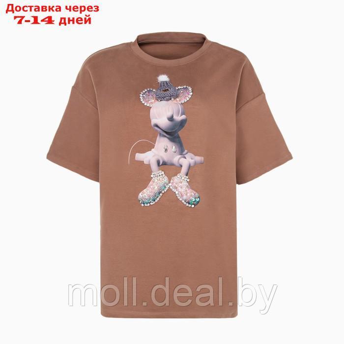 Футболка женская Mickey Mouse, цвет бежевый, р-р one size (46-52) - фото 6 - id-p193964035