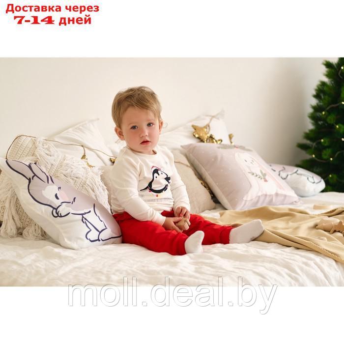 Комплект: джемпер и брюки Крошка Я "Новогодние зверята", рост 68-74 см, цвет красный/белый - фото 7 - id-p194196549