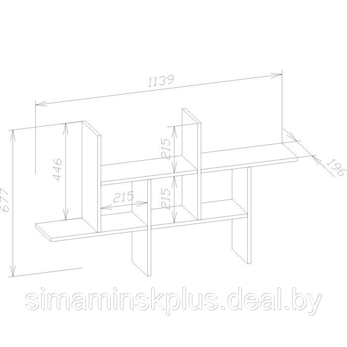 Полка настенная, 1139 × 196 × 677 мм, цвет белый - фото 4 - id-p194243273